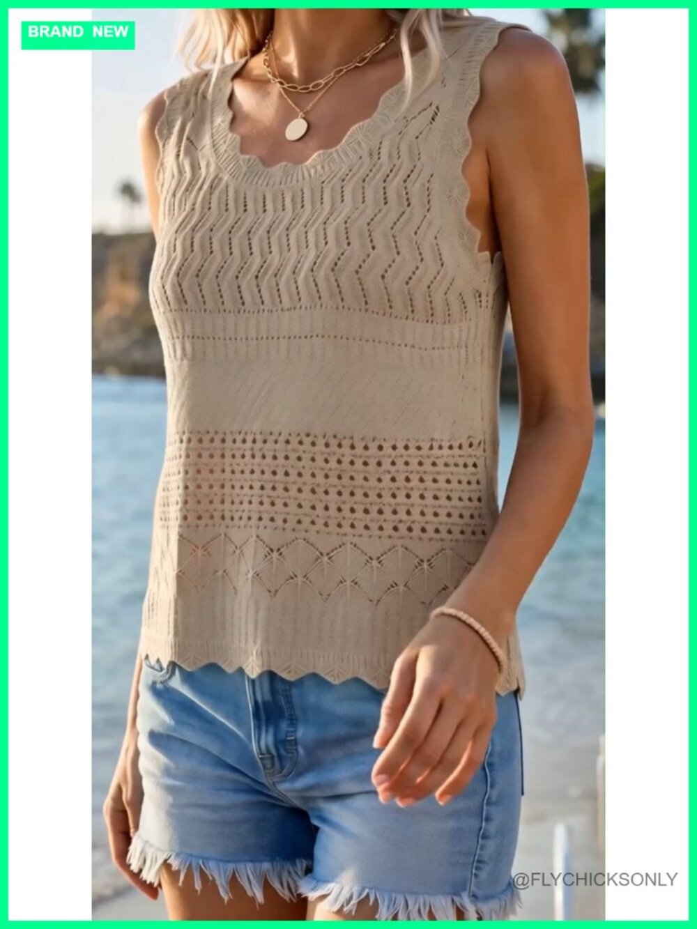 Crochet Tank Top Sleeveless Knit Sweater Vest Boho Summer Beach Top - Picture 7 of 7